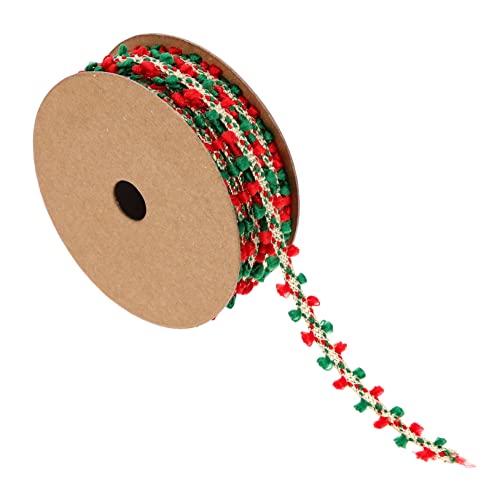 Lurrose 1 Rolle Fell Pom Weihnachtsband Fransenbesatz seidig geflochten kantig Fleck seidenband ribbon stoffgürtel Broschenband schneidbares Geschenkband Weihnachtsversorgung Polyester von Lurrose