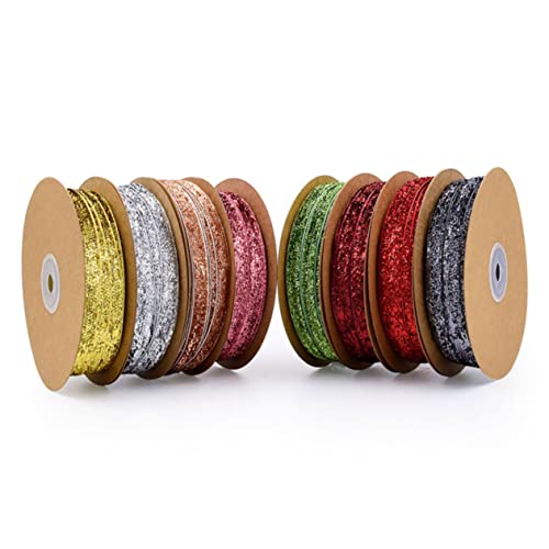 Lurrose 1 Rolle Geschenkverpackungsband Bastelstoffband Plüschbänder Selber Machen Goldrand Polyesterband Bänder Und Schleifen Geschenkschleifenbänder Boutique-haarbänder Wickelband Golden von Lurrose