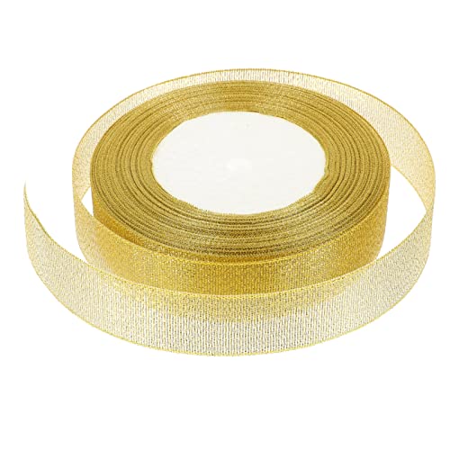 Lurrose 1 Rolle Glitzer-Gurtband seidenband ribbon festivalbänder ehering Geschenkideen Schneidbares Geschenkband Girlanden bunt Hochzeit Blumenband hochzeit wickelband Polyester Golden von Lurrose