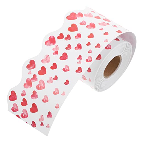 Lurrose 1 Rolle Grenzaufkleber Papier Valentinstag Bordgrenzen Foto Patrouillieren Geburtstagsbanner Postertafelränder Etikett Boho Cellophan Ihn Girlanden Anordnung Wand Paket Planke Rot von Lurrose