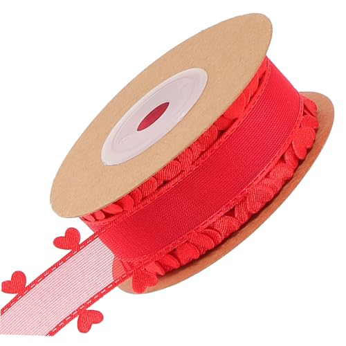 Lurrose 1 Rolle Herzförmiges Spitzenband Verdrahtet Aufkleber Grünes Band Goldband Zum Verpacken Quasten Wand Auto Hochzeitsband Streamer Partydekorationen Bogen Ammer Acetat Polyester Rot von Lurrose