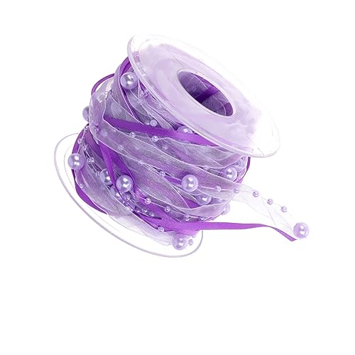 Lurrose 1 Rolle Hochzeitsband weihnachtsdeko christmas decorations türdeko weihnachten weinachtsdeko klare Perlen Gefälligkeiten dekoratives Perlenband Blumenstraußbänder für Paket Violet von Lurrose