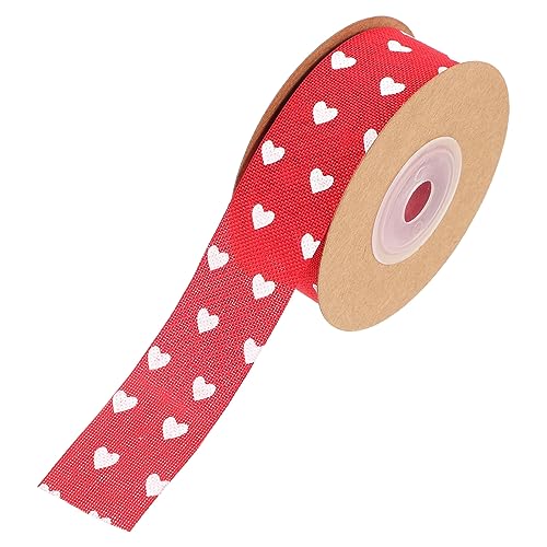 Lurrose 1 Rolle Liebesband Herzband Sackleinen Band Zum Verpacken Lainrrew Valentinstag Hochzeit Gold Party Geld Aufkleber Solide Wand Quaste Schleife Samtband Braut- Hanfimitat Rot von Lurrose