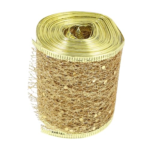 Lurrose 1 Rolle Mesh-Dekorationsband seidenband ribbon Weihnachtsbaumdekoration Kräuselband für Luftballons Spitzenband DIY Band zur Dekoration Geschenkverpackungsbänder Polyester Golden von Lurrose