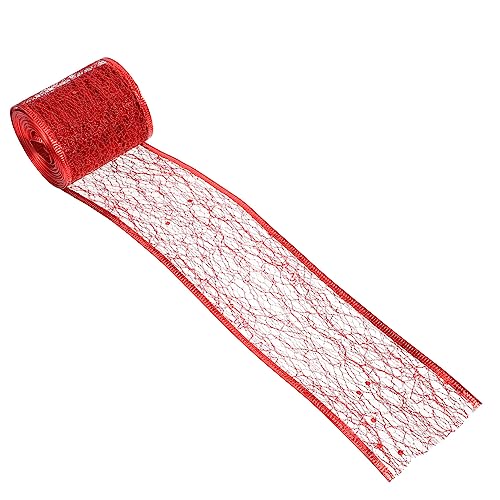 Lurrose 1 Rolle Mesh-dekorationsband Königliches Band Strasssteine Girlande Blaues Band Grünes Band Bögen Breites Band Gold Leitung Spitzenband Zum Basteln Bandfarbe Haarband Polyester Rot von Lurrose