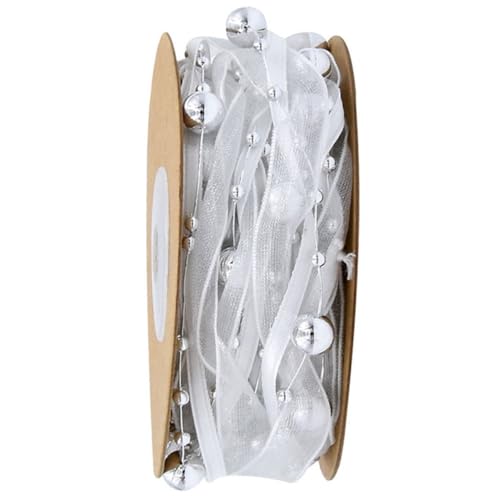 Lurrose 1 Rolle Paket Seidenband ribbon bandfeile party decoration wedding present dekobänder Pfingstrosen bestickt Satinband Paillette Jumbo Geschenkverpackung Dekoration Partyband Silver von Lurrose