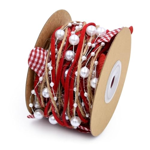 Lurrose 1 Rolle Perlenband seidenband ribbon Geschenkband für Geschenkkörbe zu valentinstag valentingsgeschenke Band zum Verpacken Herzen Bogen Hochzeitsband Geschenkbänder von Lurrose