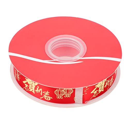 Lurrose 1 Rolle Schleife Stoffband Rot Neu Chinesische Rote Bänder Frohes Neues Jahr Band Frühlingsfest Rote Bänder Frühlingsfest Verpackungsbänder Partybedarf Verdrahtet Polyester von Lurrose