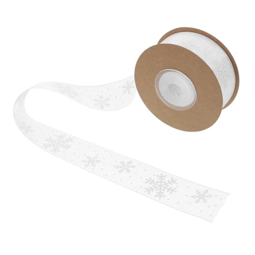 Lurrose 1 Rolle Schneeflockenband Glitzerband Zierband Schneeflocken-geschenkband Haarklammerband Partyzubehör Schneeflockenbänder Partyverpackungsband Packband Diy Liefert Weiß Polyester von Lurrose