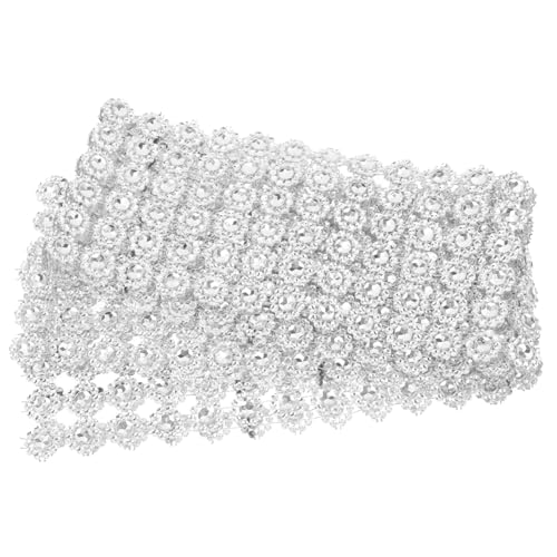 Lurrose 1 Rolle Sonnenblumenreihe aus Diamanten Strasssteine Sackleinenband Paillettenband zum Basteln bündeln Fleck Perlenbesatz selber machen Multifunktions-Bastelbesatz Plastik Silver von Lurrose