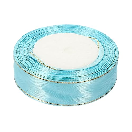 Lurrose 1 Rolle Verpackungsband Mit Goldkante Festivalband Selber Machen Kranz Dekor Blumenverpackungsbänder Geschenkband Zum Geburtstag Haarschleife Band Satinband Polyester Blue von Lurrose