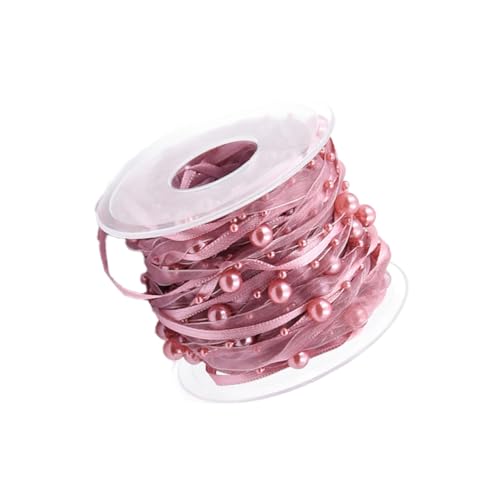 Lurrose 1 Rolle dekoratives Perlenband Hochzeit Stolz Dekorationen Bandumwicklung rosa Schleife funkeln seidenband ribbon geschenkpakete Geschenkband Piyester-Gurtbänder für Partys Rosy von Lurrose