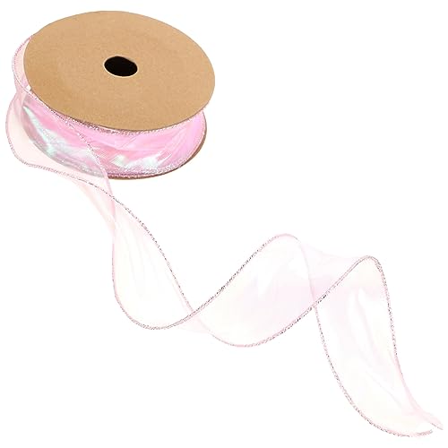 Lurrose 1 Rolle gefertigtes Band Schleifenverpackung wickeln trimmen dekoratives Band Körbe seidenband ribbon guci gutl Geschenkband verschleißfestes Verpackungsband Polyester Rosa von Lurrose