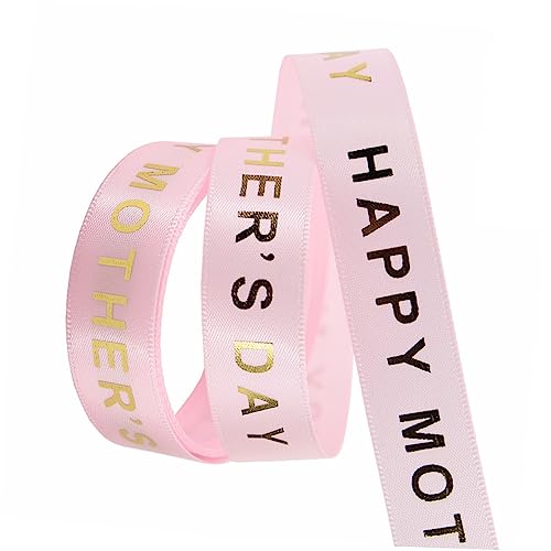 Lurrose 1 Rolle muttertagsband Korb Blumenstraußband alles zum Muttertag Hochzeitsdekorationen geschenkband pink Rosa Geschenkband Geschenkverpackungsband bedrucktes Band Polyester von Lurrose