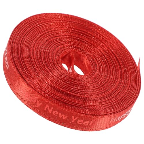 Lurrose 1 Rolle verpackung Band für Weihnachtsbaum Weihnachtsgirlande Weihnachtsband bündeln Urlaub schneidbares Geschenkband Paketband neujahrsgeschenkband Polyester rot von Lurrose