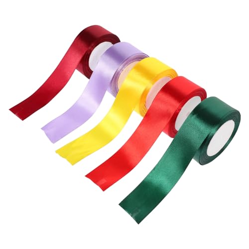 Lurrose 1 Satz 4 Cm Breites Satinband Dekoration Blumenband Sackleinen Schwarzes Band Rotes Band Ribbon Bandfeile Packetkleband Diy-band Basteln Blumenverpackungsbänder Polyester 5 Rollen von Lurrose