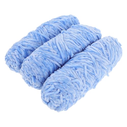 Lurrose 1 Satz Chenillegarn Wolle Multi Eisgarne Baumwollgarn Zum Häkeln Häkelnadeln Mehrzweckgarn Strickgarn Für Kleidung Garn Zum Basteln DIY-garn Basteln Polyester Sky-Blue 3 Rollen von Lurrose