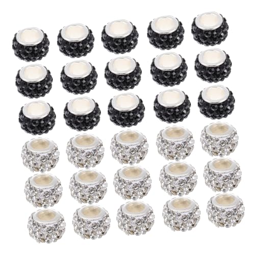 Lurrose 1 Satz Diamantbesetzte Perlen Mit Großem Loch Strasssteine Abstandsperlen Schmuck DIY Bastelperlen Halskette Lose Perlen DIY Perlen Armband DIY Perlen DIY 100 Stück von Lurrose