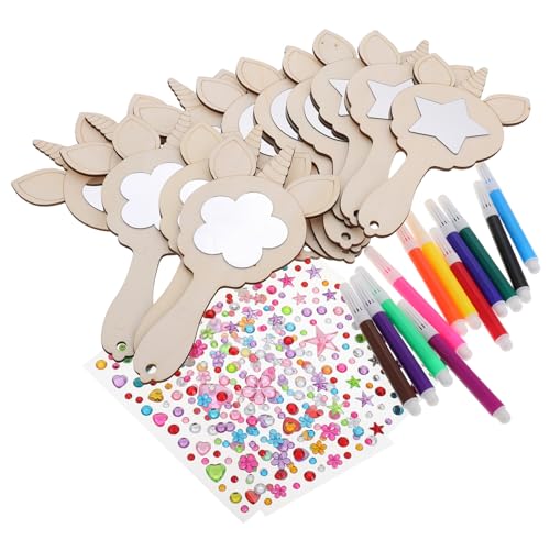 Lurrose 1 Satz Einhorn-Spiegel-Set Weichwasserrohrverbinder kleiner Tankadapter Outdoor-Adapter schminkspiegel spiegel für DIY Handspiegel aus Holz DIY Spiegelmalerei hölzern von Lurrose