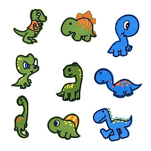 Lurrose 1 Satz Entzückende Stickereiflecken Patches Nähen Dinosaurier-patches 9 Stück von Lurrose