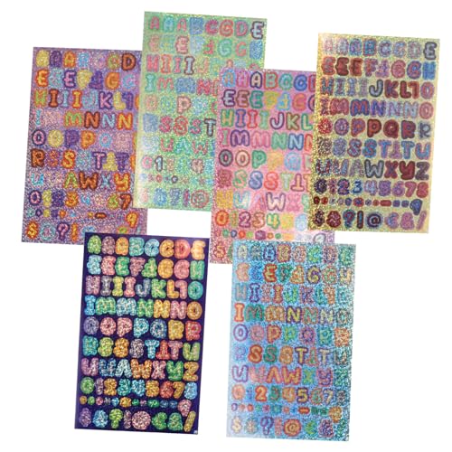 Lurrose 1 Satz Farbige Aufkleber Zahlenaufkleber Brief Alphabet-aufkleber Aufkleber Für Scrapbooking Nagelkunstaufkleber Nagelaufkleber Schablonen Klebstoff Klebehaken Papier 12 Blatt von Lurrose