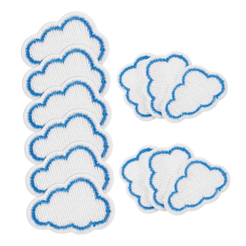 Lurrose 1 Satz Gestickte Stoff Aufkleber Jacken Aufnäher Dekoration Rucksäcke Kleidungsstücke Cloud-patch Kleidungsflicken Stickflicken Aufbügeln Wolkenapplikation Stickgarn Blue 12st von Lurrose