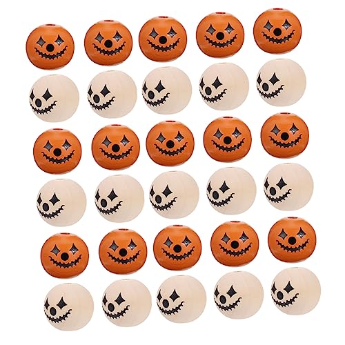 Lurrose 1 Satz Halloween Holzperlen Verschiedene Perlen Kleine Perlen Dekorationen Orange Perlen Glitzer Halloween Perlen Für Stifte Perlen Bulk Halloween Strass Perlen Halloween 60 Stück von Lurrose