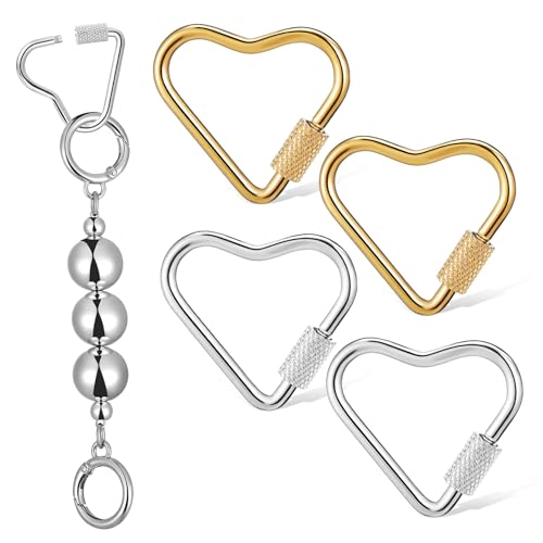 Lurrose 1 Satz Halskette Zubehör Diy Schmuck Zubehör Karabiner Herzform Karabiner Schwer Herz-karabiner-verschluss-charms Schlüsselhalter Schlüsselanhänger Karabinerhaken 4 Stück von Lurrose