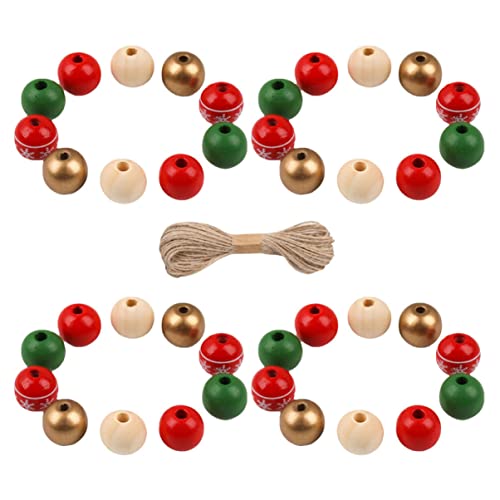 Lurrose 1 Satz Hanfseil Holzperlen weihnachtsdeko weihnachtsbaumdeko home decoration Weihnachtswanddekoration Girlande Schmuckherstellung aus Perlen basteln Sie lose Anhänger hölzern von Lurrose