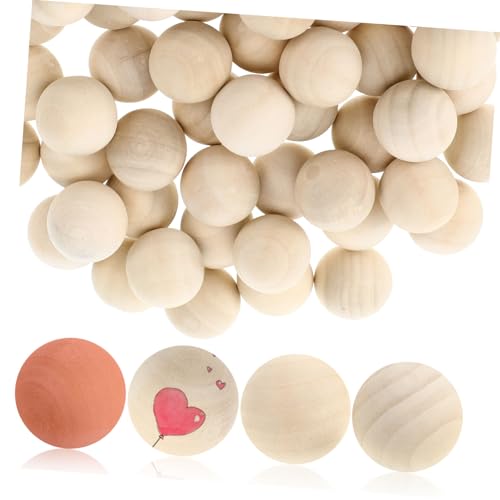 Lurrose 1 Satz Hemu Runder Ball Keine Lochholzperlen Holzkugel Natürliche Holzperlen Handwerkliche Produkte Aus Holz Runde Bastelbälle Holz Runden Bälle Basteln Muhe Beige 50 Stück von Lurrose