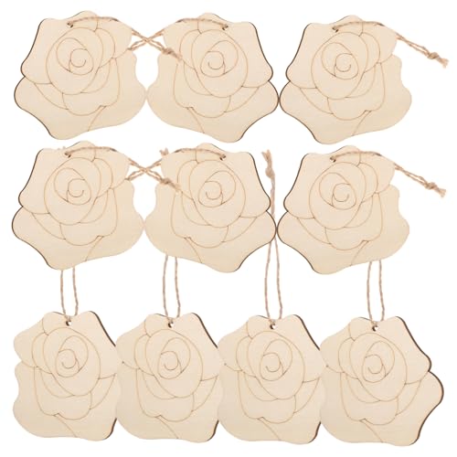 Lurrose 1 Satz Holzhandwerk DIY Handwerk Holzanhänger DIY Basteln Holzdekoration bastelmaterial unvollendete Blumenausschnitte zum Basteln Anhänger aus Holz bewaldeter Span Buchsbaum Beige von Lurrose