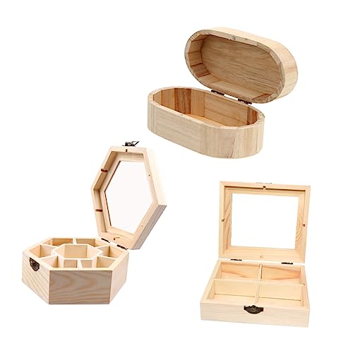 Lurrose 1 Satz Holzkasten Storage Boxes Aufbwahrungs-box Aufbewahrungskorb Diy-box Aufbewahrungsbehälter Aus Stoff Deckel Bemalte Holzkisten Für Süßigkeiten Süßigkeitenkästen 3st von Lurrose