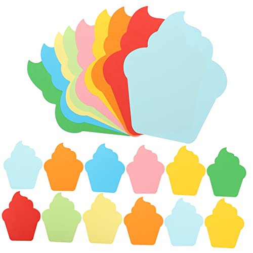 Lurrose 1 Satz Kuchen Handgeschnittenes Farbpapier Bastelset Basteln Für Kuchenpapier Entzückende Papierausschnitte Cupcake-förmige Papierausschnitte Colorful 90st von Lurrose