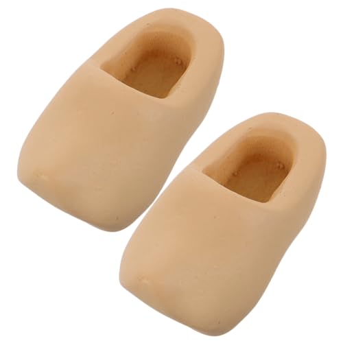 Lurrose 1 Satz Mini Holländische Holzschuhe Minipuppe Feengarten Zubehör Slipper Modepuppe Puppenhaus Dekoration Unvollendete Holzschuhe Miniatur-holzschuhe Unbemaltes Handwerk Beige 2st von Lurrose