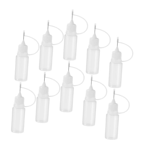 Lurrose 1 Satz Nadel Leere Leimflasche Spitz Zulaufende Plastikflaschen Nadelölflaschen Spitzflaschen Zusammendrücken Squeeze Flasche Transparent Rostfreier Stahl 10 Stück von Lurrose