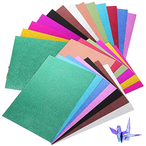 Lurrose 1 Satz Papierstau Glitzerpuderpapier Konstruktionspapier Aufkleberpapier Bastelpapier Glitzerpapier Bastelmaterial Für Bunte Origami-papiere Glitzerkartenpapiere 26 Blätter von Lurrose