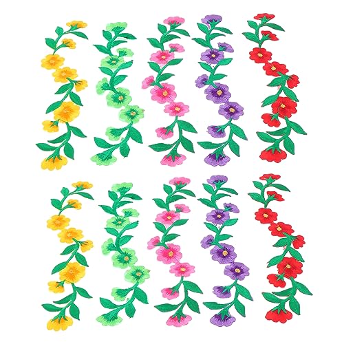 Lurrose 1 Satz Pfingstrosen-stickpatch Blumenapplikation Kleidung Gestickter Aufnäher Kinderkleider Kinderkleidung Bügeleisen Blumenbeete Selber Machen Blumen-kleiderflicken Polyester 10st von Lurrose