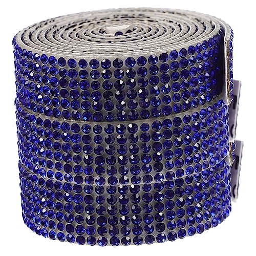 Lurrose 1 Satz Selbstklebendes Strassband Strasssteine ​​zum Basteln Rotes Band Rote Pailletten Aufkleber Polsterstoff Kette Silberne Strasssteine Jute Spender Abs Reize Glas Blue 3rollen von Lurrose