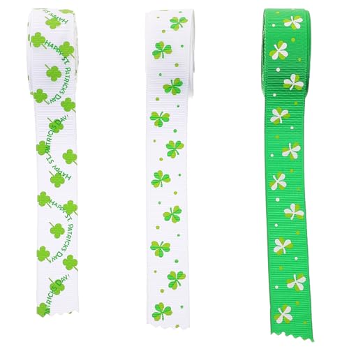 Lurrose 1 Satz St. Patrick Stoffband Bänder Zum Basteln Grünes Band Dekorationen Für Verlobungsfeiern Juteband Rosa Schleife Schwarzes Band Linealband Stoffbänder Polyester 3 Rollen von Lurrose