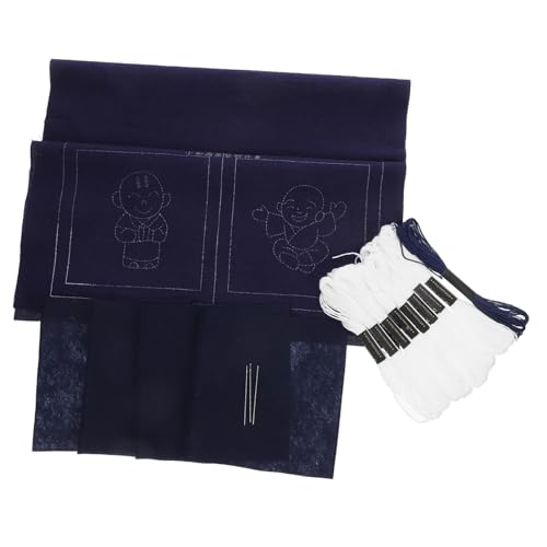 Lurrose 1 Satz Stickmaterialpaket Runde Sashiko-untersetzer Japanisches Stickset Sashiko Japanisches Sashiko-set Japanischer Sashiko-untersetzer Runde Untersetzer Mit Stickerei Stoff Blue von Lurrose