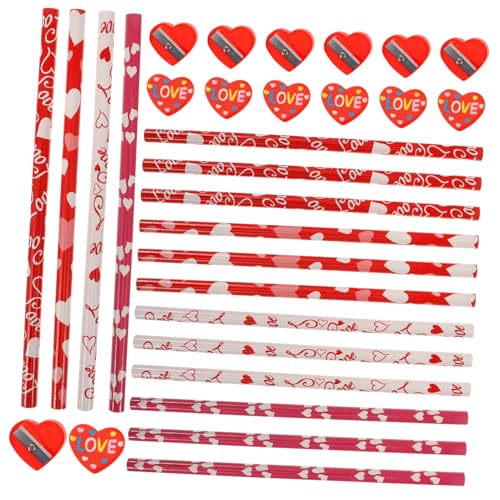 Lurrose 1 Satz Valentinstag Bleistift Briefpapierset Zum Valentinstag Bleistiftspitzer Für Das Bleistift Anspitzer Bleistiftanspitzer Herz-radiergummis Für, Großpackung Plastik 60st von Lurrose