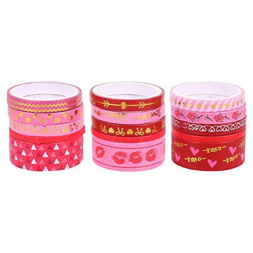 Lurrose 1 Satz Valentinstag Und Papier Dekoratives Klebeband Diy Bastelbänder Washi-tapes Zum Abdecken Handgefertigte Bänder Tagebuch Klebeband Bastelband Abdeckband Para Mesa De 15 Rollen von Lurrose