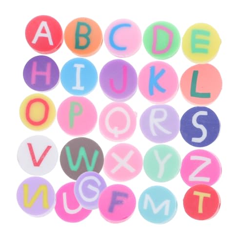 Lurrose 1 Satz Weiche Tonperlen Ton Charms Alphabet Perlen DIY Schmuckset Buchstabenperlen Schmuckherstellung Tonperlen Buchstaben Flache Tonperlen Buchstaben Polymer 100 Stück von Lurrose