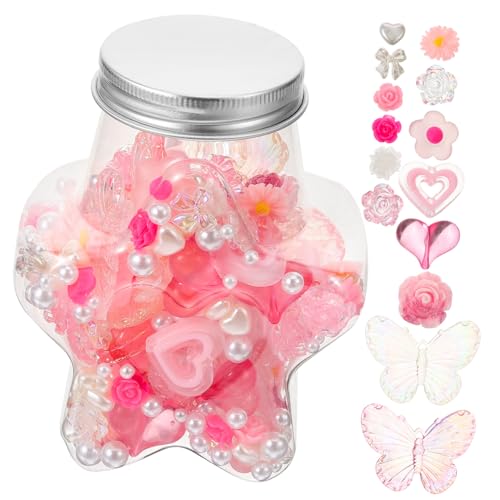 Lurrose 1 Schachtel Acrylperlen Strasssteine Freundschaftsarmband-Kit Charme Zubehör Bausätze haircharm haarsschmuck beads haarschmuck DIY abstandshalter perlen Abstandsperlen Masse Rosa von Lurrose