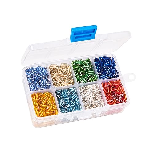 Lurrose 1 Schachtel Glasperlen für DIY Kristallperlen Nachahmung von Perlen Farbperlen kunststoffboxen plastikbox bastelsets Armband verpackte Glasperlen Rohr Glasperlen von Lurrose