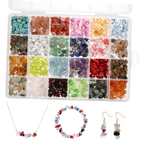 Lurrose 1 Schachtel Natürlicher Kies Perle Aus Stein Unregelmäßige Lose Perlen Aquarium Diy Steinperle Perlenarmband Für Reize Anhängerverschluss Für Halskette Mini-chips Steine Naturstein von Lurrose