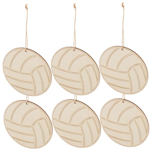 Lurrose 1 Set Holz Volleyball Anhänger Volleyball Dekorationen Volleyball Form Ausschnitt Volleyball Bastelbedarf Bulk Volleyball DIY Bastelarbeiten Volleyball Partyzubehör Holz von Lurrose