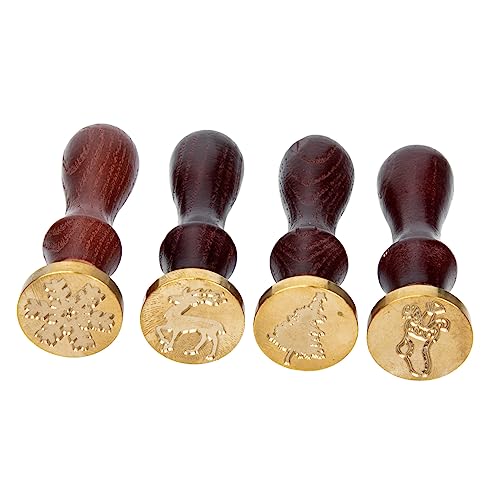 Lurrose 1 Set Weihnachts Holzsiegel Mini Handcremekopf Weihnachts Siegelwachsstreifen Wachsstift Aufkleber Wachssiegel Set Stempel Siegeldeckel Stift Präger Paraffinwachs von Lurrose