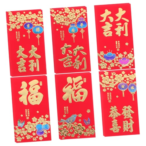 Lurrose 10 Lai Shi Feng Hong Bao Bargeldumschläge für die Budgetierung Rote Tasche frühlingsfest geschenkumschläge neujahrsgrüße Neujahrsgruß rote Umschläge Hochzeitsgeldumschläge Papier von Lurrose