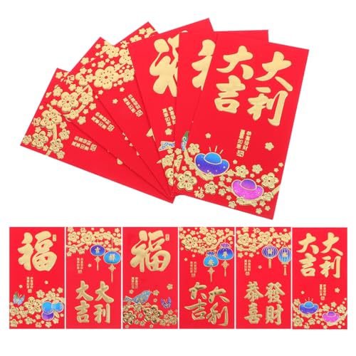 Lurrose 10 Lai Shi Feng Hong Bao Weihnachtsteller aus Melamin rotes Paket jährliche Festivalbeleuchtung frühlingsfest geschenkumschläge chinesische Neujahrsdekorationen Rote Tasche Papier von Lurrose